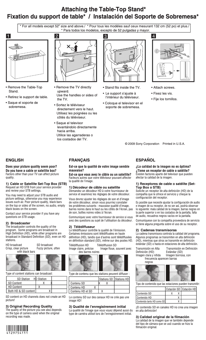 Page n°1 - Guide d'installation Sony Bravia KDL-52S5100