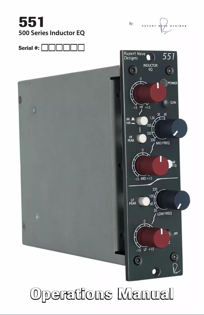 Page n°1 - Manuel utilisateur Rupert Neve Designs Portico 551