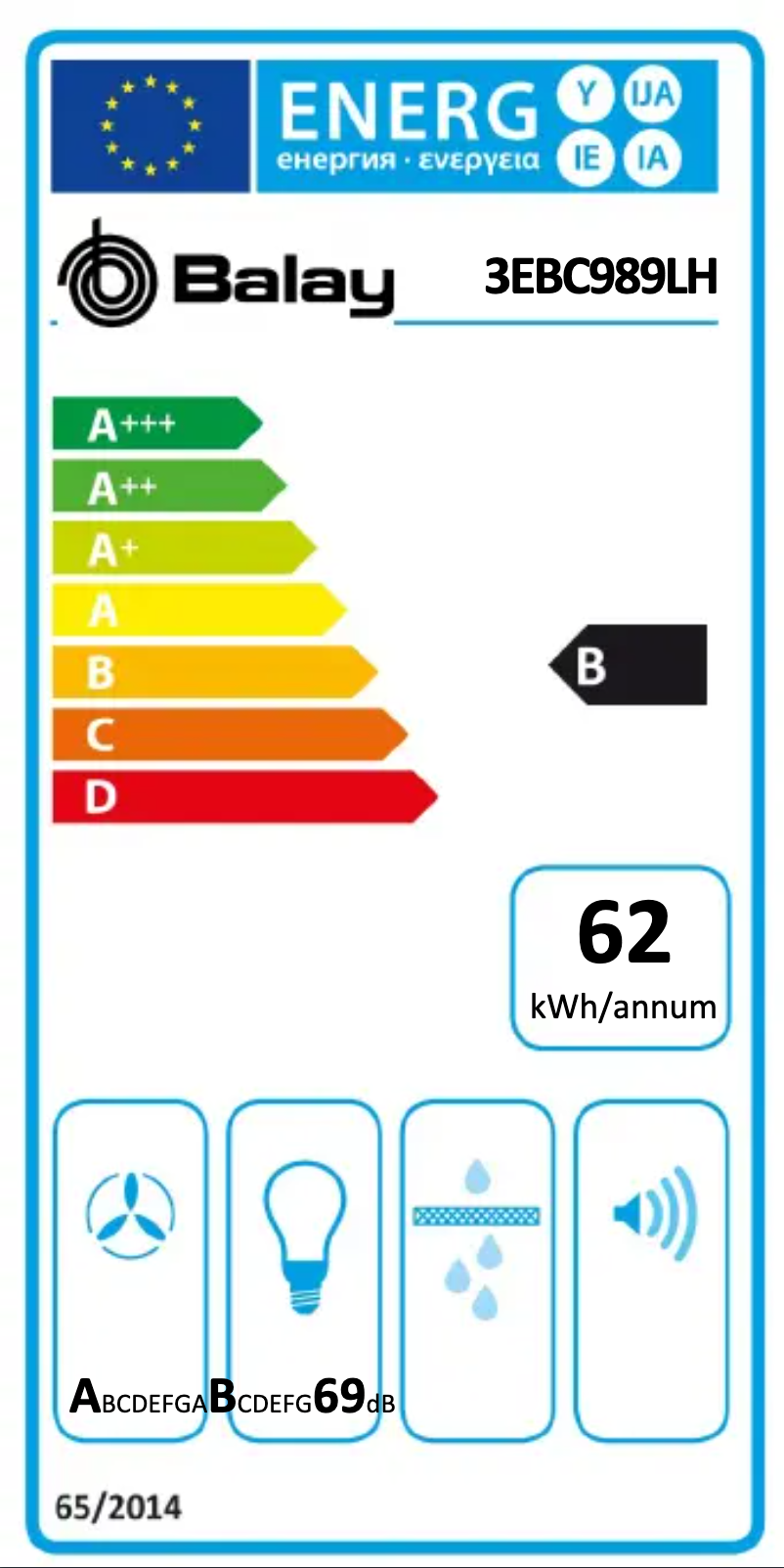 Page 1 de la notice Label énergétique Balay 3EBC989LH