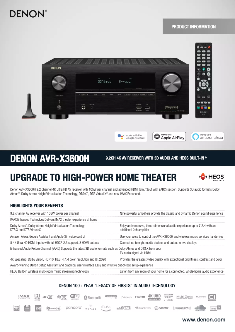 Image de la première page du manuel de l'appareil AVR-X3600H
