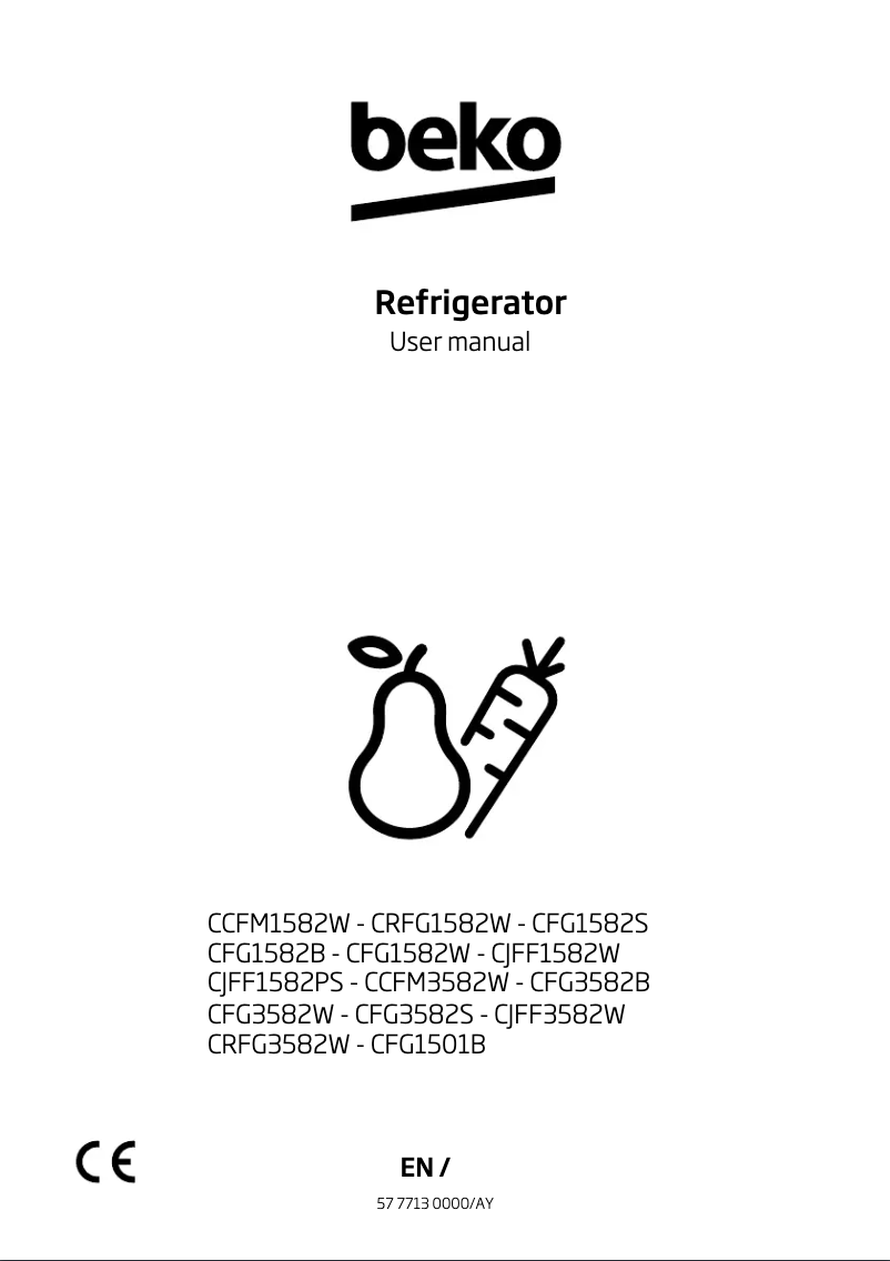 Page 1 de la notice Manuel utilisateur Beko CRFG3582