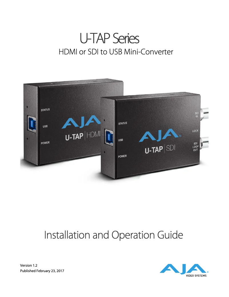 Page 1 de la notice Manuel utilisateur AJA U-TAP SDI