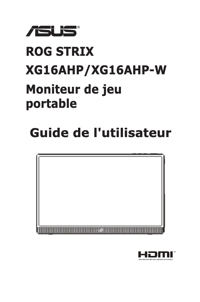 Image de la première page du manuel de l'appareil ROG Strix XG16AHP