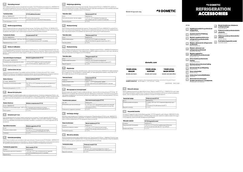 Page 1 de la notice Manuel utilisateur Dometic DT-02