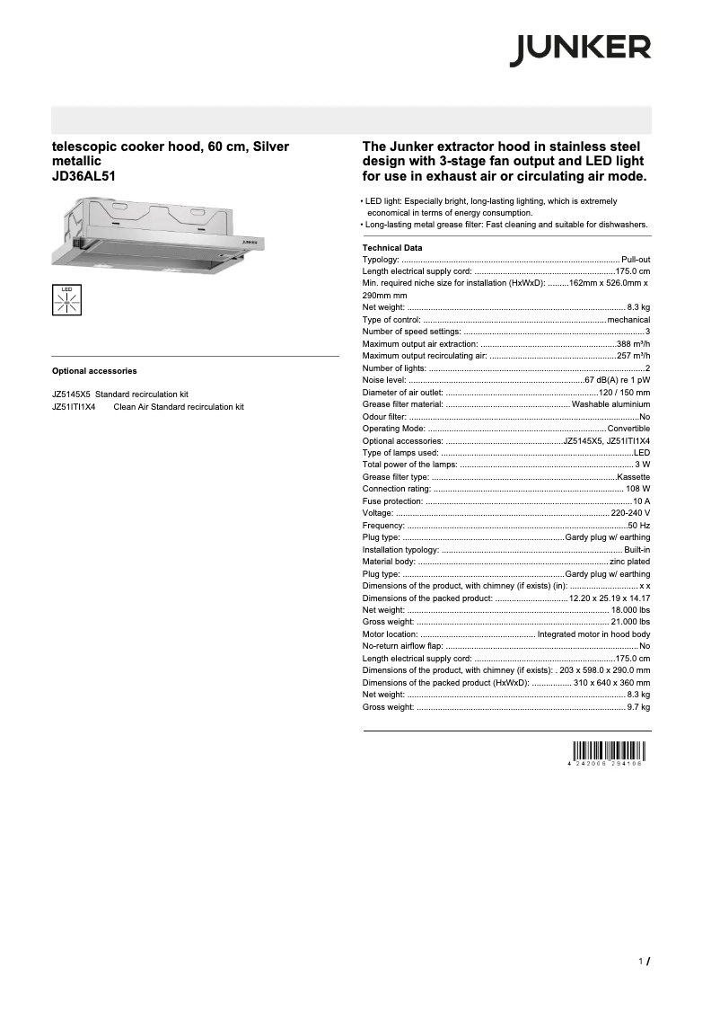 Image de la première page du manuel de l'appareil JD36AL51