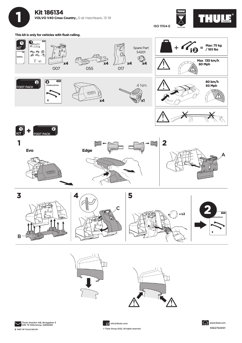 Page n°1 - Manuel utilisateur Thule Kit 186134