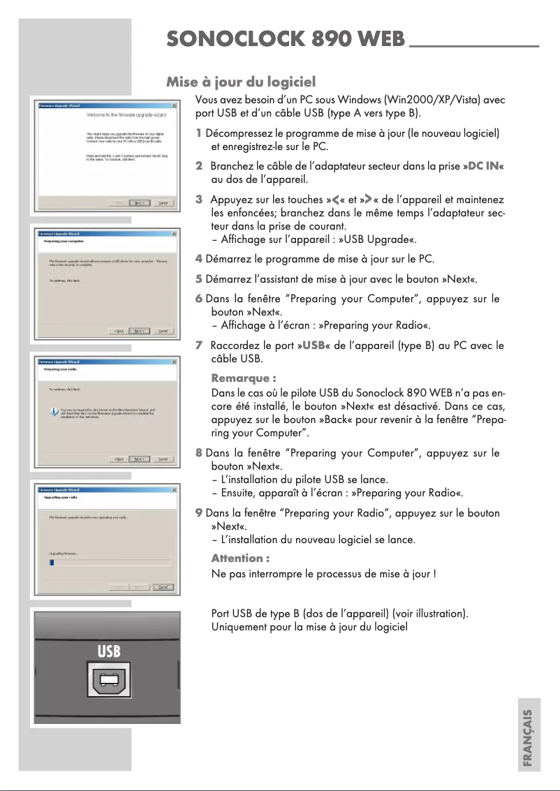 Image de la première page du manuel de l'appareil Sonoclock 890 WEB