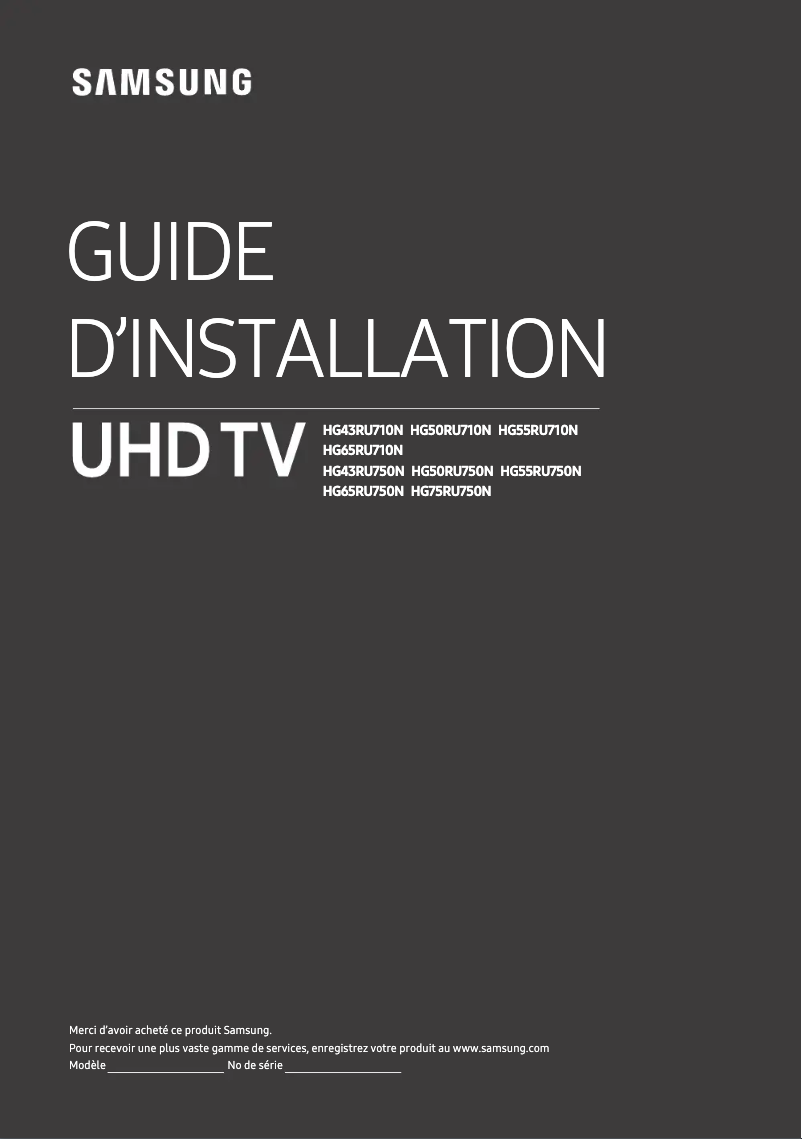 Page n°1 - Guide d'installation Samsung HG55RU710NF