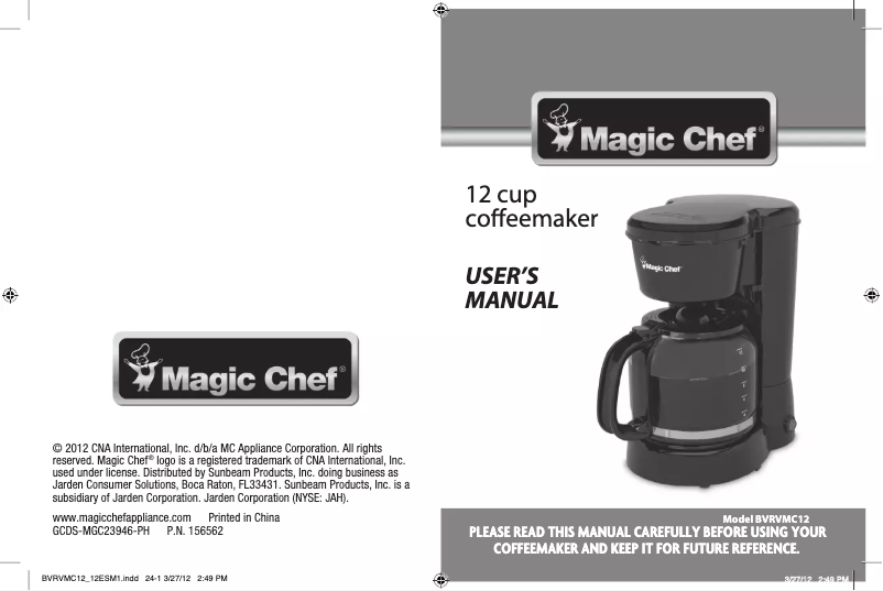 Page 1 de la notice Manuel utilisateur Magic Chef BVRVMC12