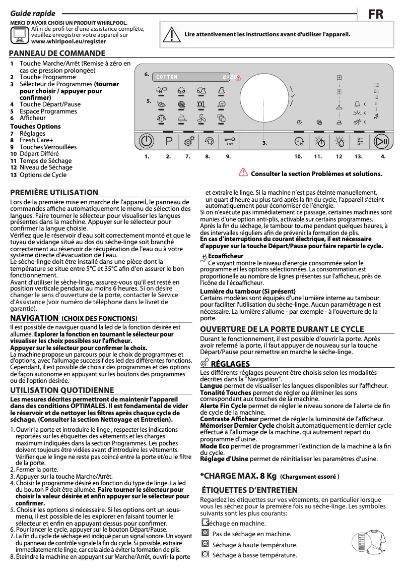 Page 1 de la notice Manuel utilisateur Whirlpool ST U 83E EU