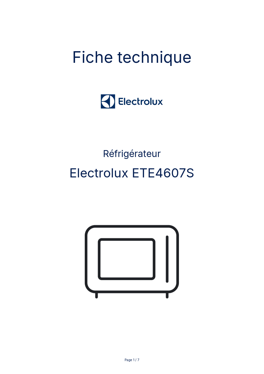 Page n°1 - Fiche technique Electrolux ETE4607S