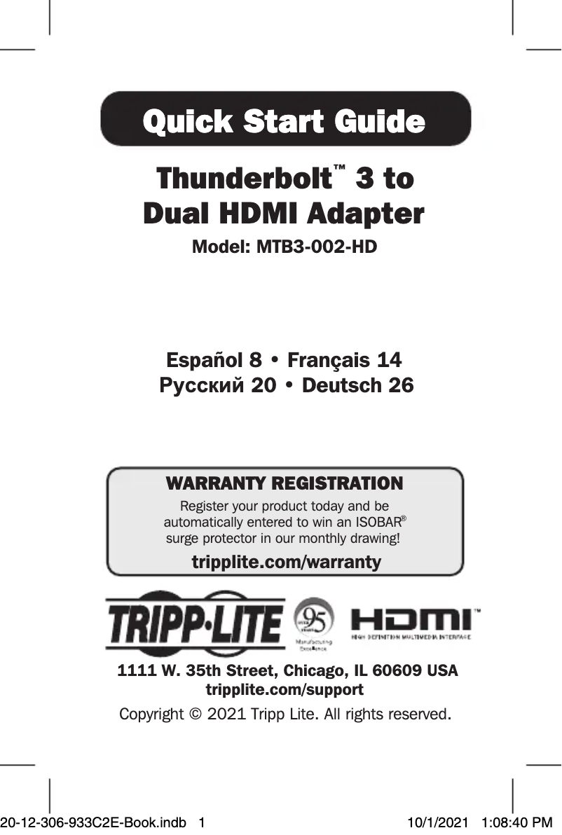 Página 1 del manual Manual de usuario Tripp Lite MTB3-002-HD