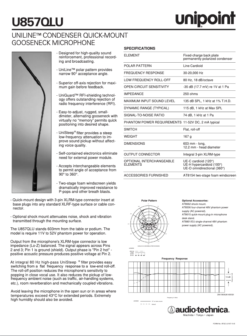 Page n°1 - Manuel utilisateur Audio-Technica U857QLU