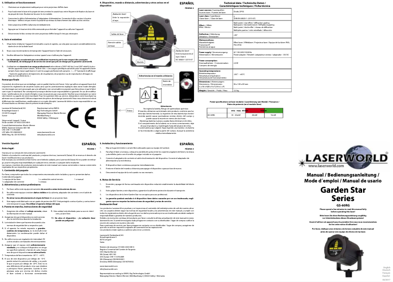 Page 1 de la notice Manuel utilisateur Laserworld GS-60RG