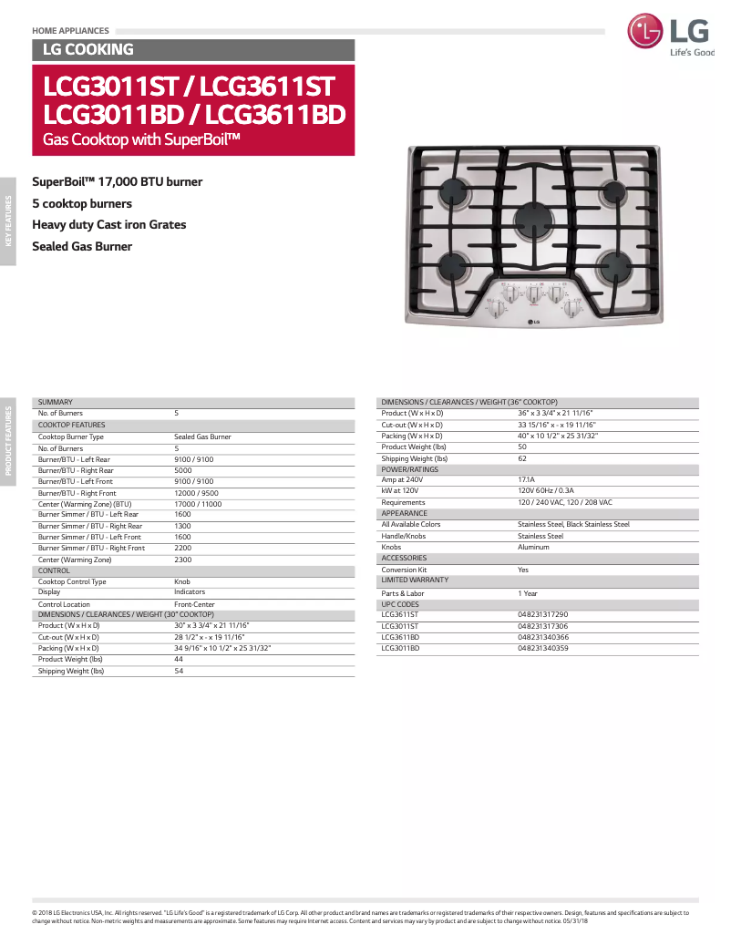 Imagen de la primera página del manual del dispositivo LCG3611BD