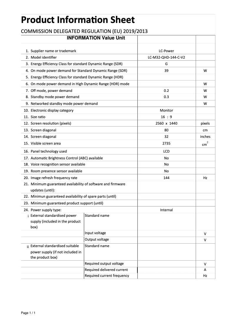Page n°1 - Manuel utilisateur LC-Power LC-M32-QHD-144-C-V2