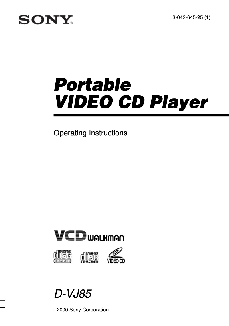 Page 1 de la notice Manuel utilisateur Sony D-VJ85
