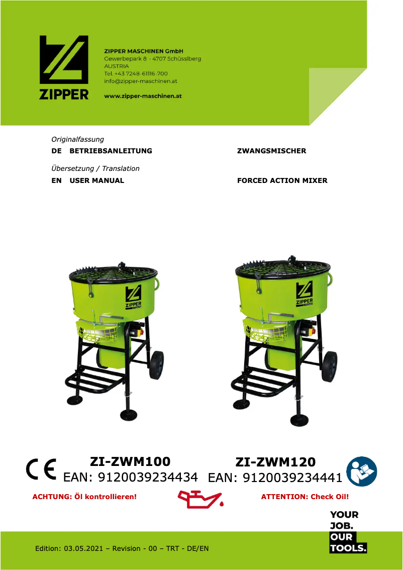 Page n°1 - Manuel utilisateur Zipper ZI-ZWM100