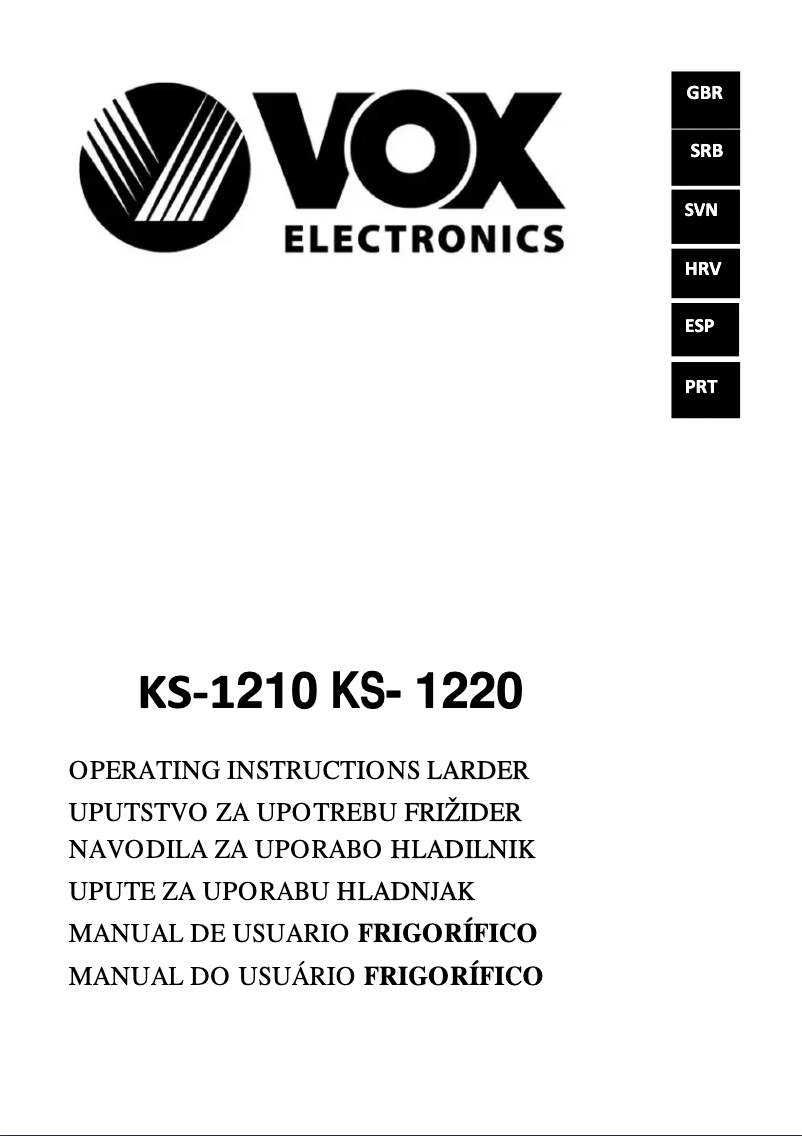 Page 1 de la notice Manuel utilisateur VOX KS1220