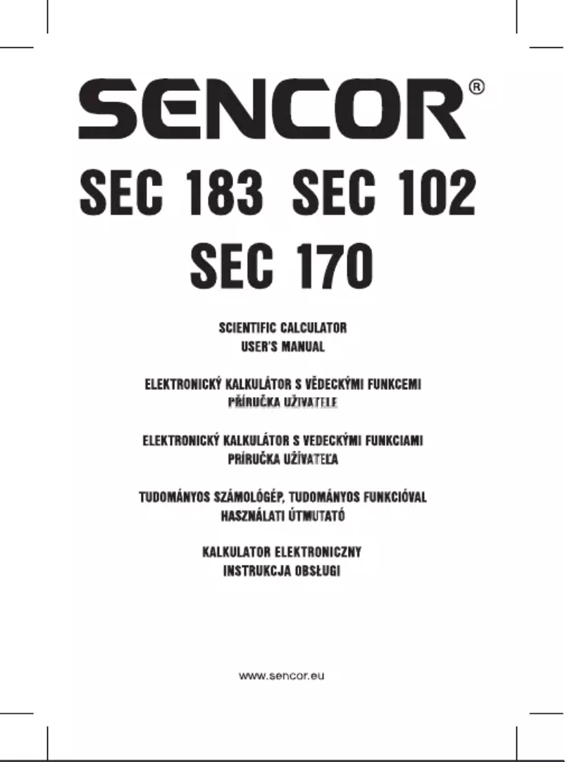 Image de la première page du manuel de l'appareil SEC 170