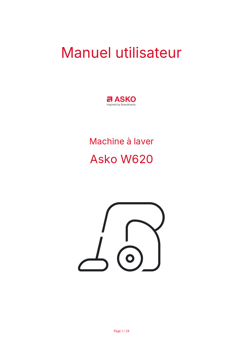 Page n°1 - Manuel utilisateur Asko W620