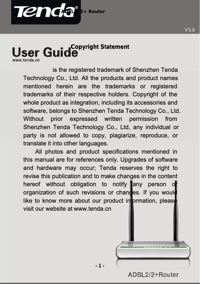 Page n°1 - Manuel utilisateur Tenda W300D