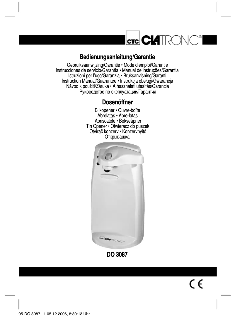 Página 1 del manual Manual de usuario Clatronic DO 3087