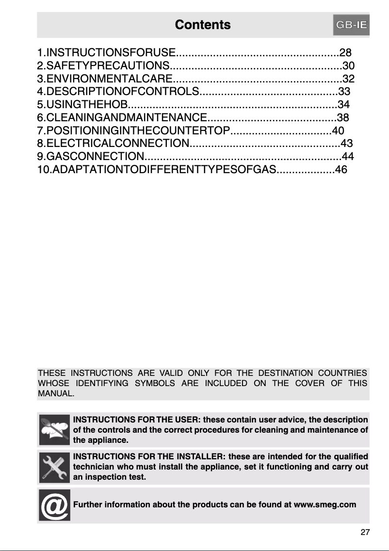 Page n°1 - Manuel utilisateur Smeg P1641XT