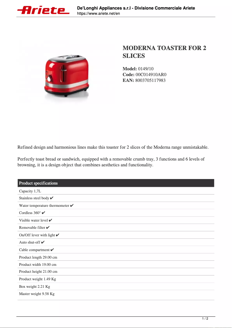 Image de la première page du manuel de l'appareil 149