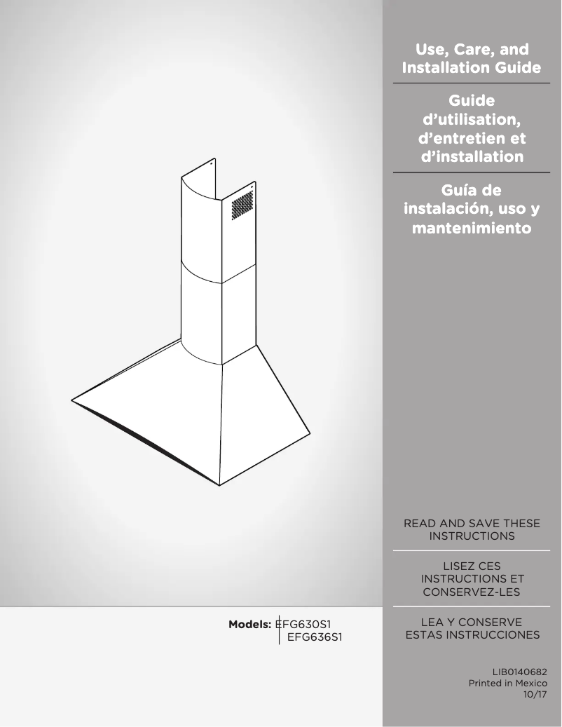 Page 1 de la notice Guide d'installation Elica Foglia EFG636SM