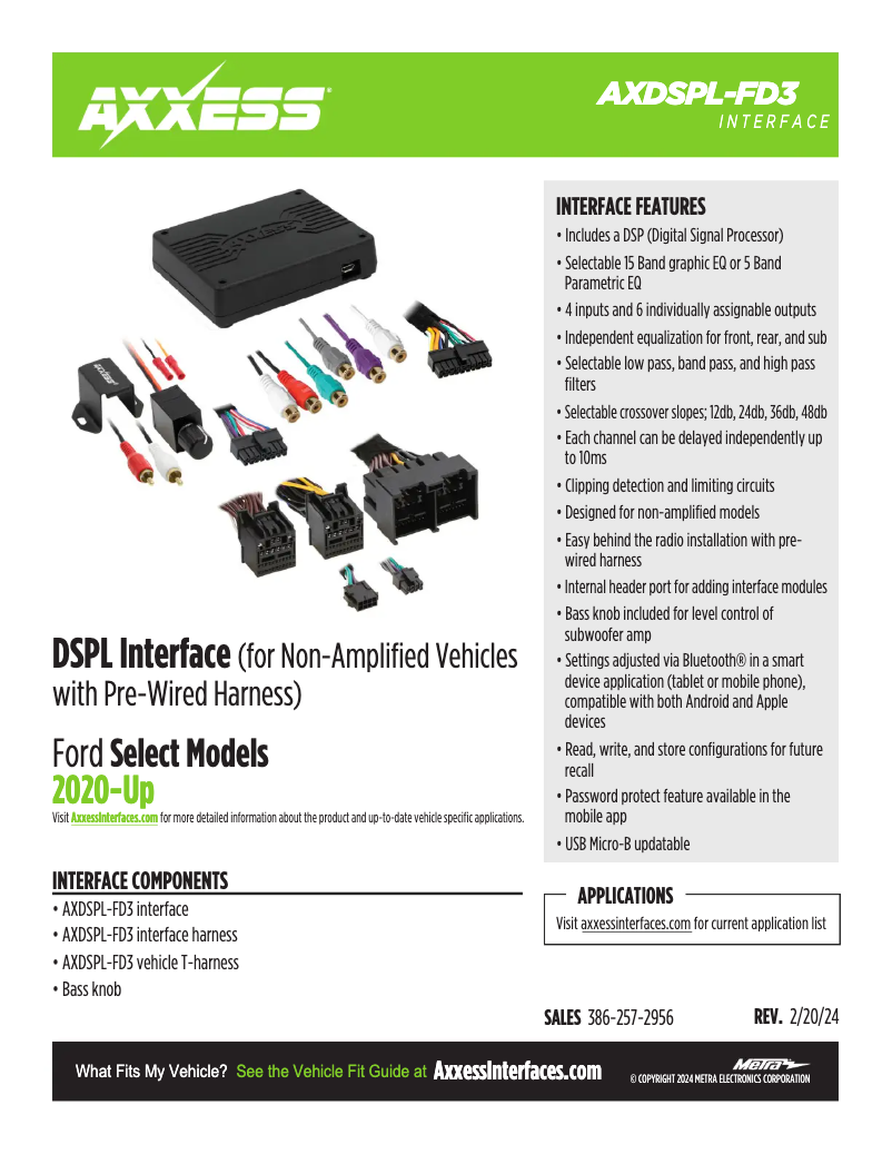 Page 1 de la notice Fiche technique AXESS AXDSPL-FD3