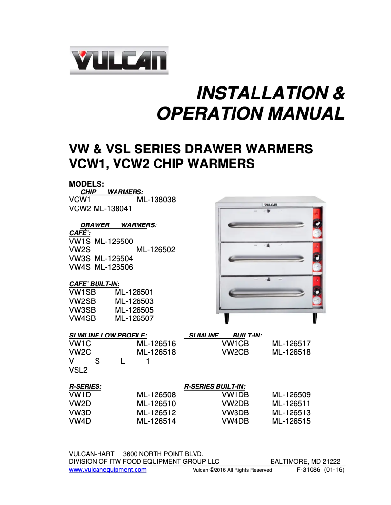 Page n°1 - Manuel utilisateur Vulcan VW1S