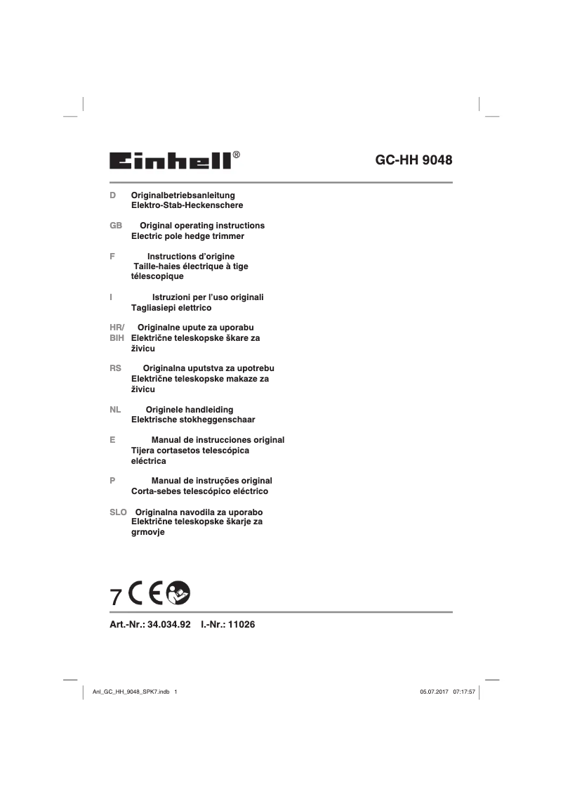 Page 1 de la notice Manuel utilisateur Einhell GC-HH 9048