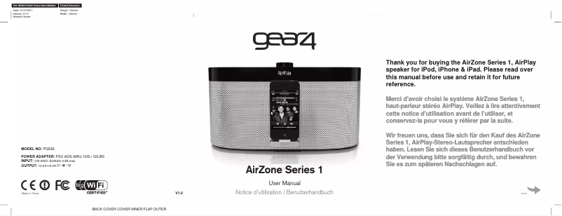 Página 1 del manual Manual de usuario Gear4 AirZone Series 1