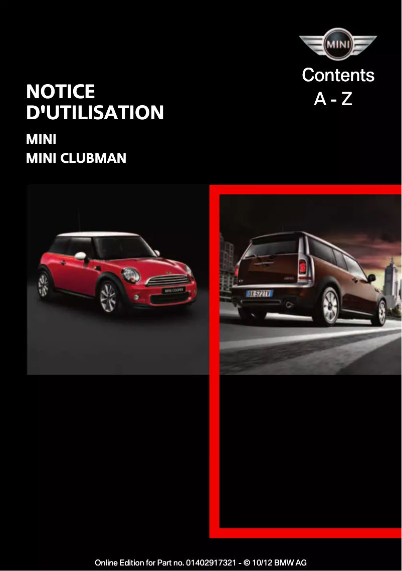 Image de la première page du manuel de l'appareil Clubman (2012)