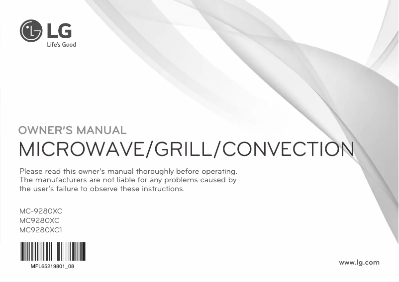 Image de la première page du manuel de l'appareil MC9280XC1