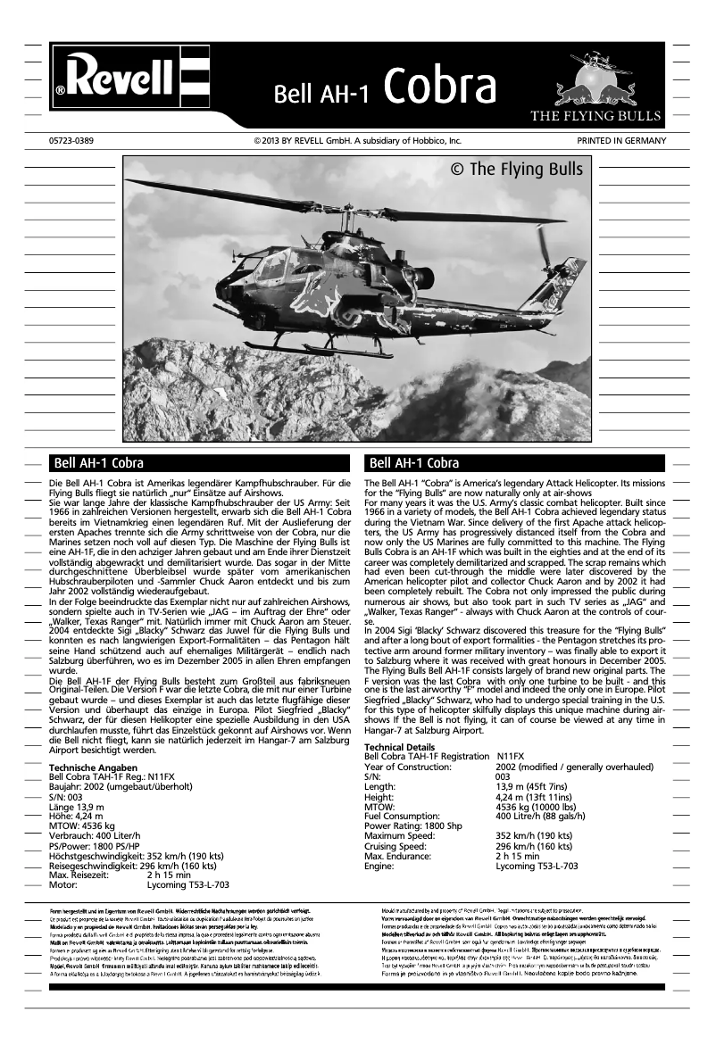 Image de la première page du manuel de l'appareil AH-1F Cobra Flying Bulls