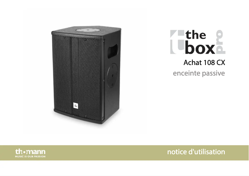 Page 1 de la notice Manuel utilisateur The Box Pro Achat 108 CX