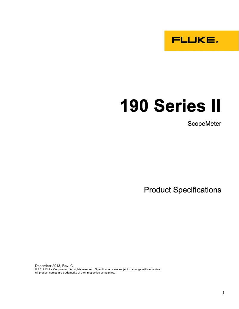 First page image of the manual for ScopeMeter 190-204