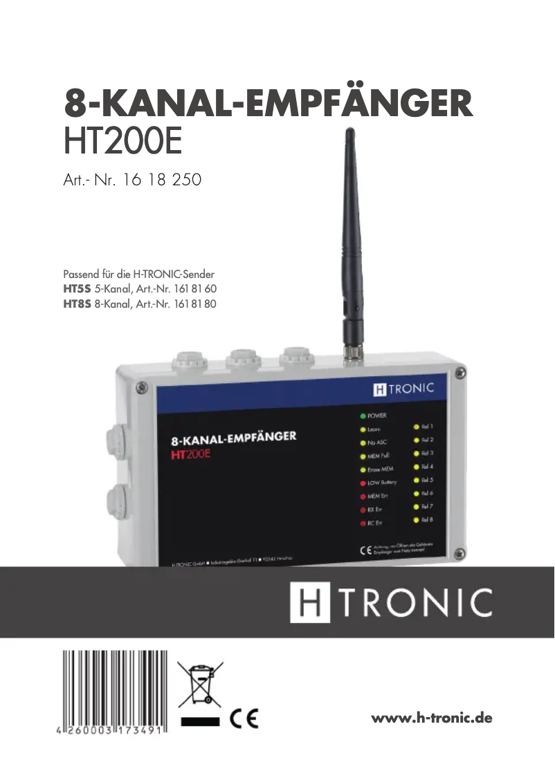 Page n°1 - Manuel utilisateur H-Tronic HT200E