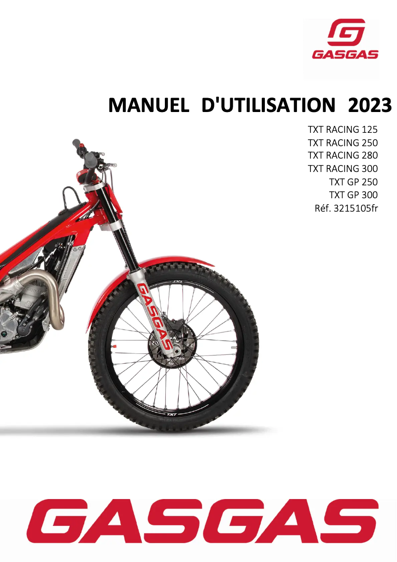 Page 1 de la notice Manuel utilisateur GasGas TXT GP 300 (2023)