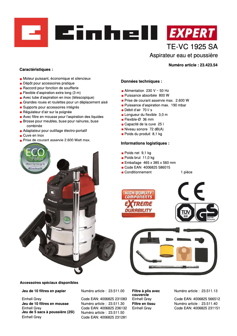 Image de la première page du manuel de l'appareil TE-VC 1925 SA