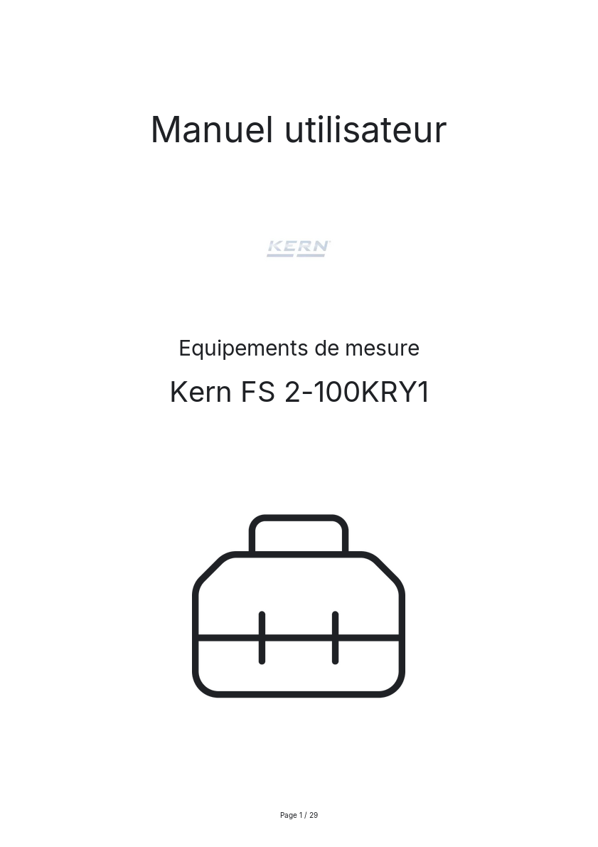 Page n°1 - Manuel utilisateur Kern FS 2-100KRY1