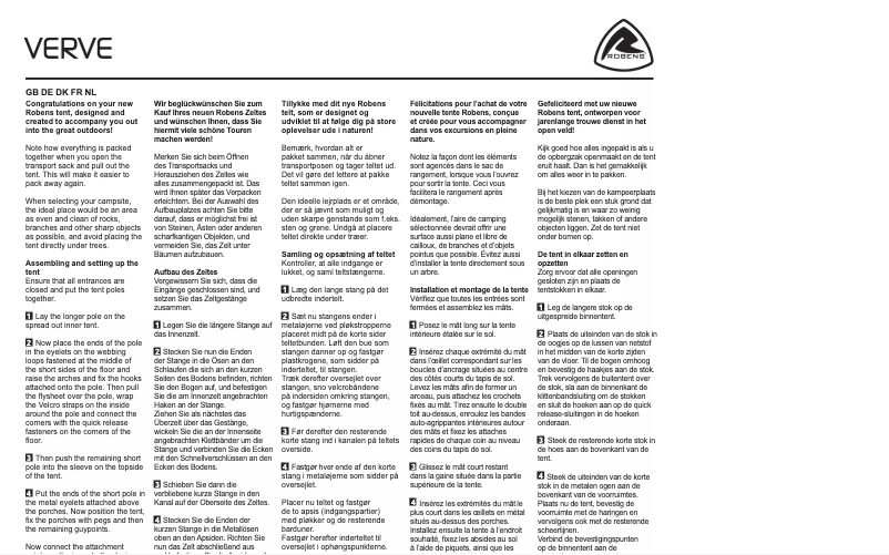 Page 1 de la notice Manuel utilisateur Robens Verve