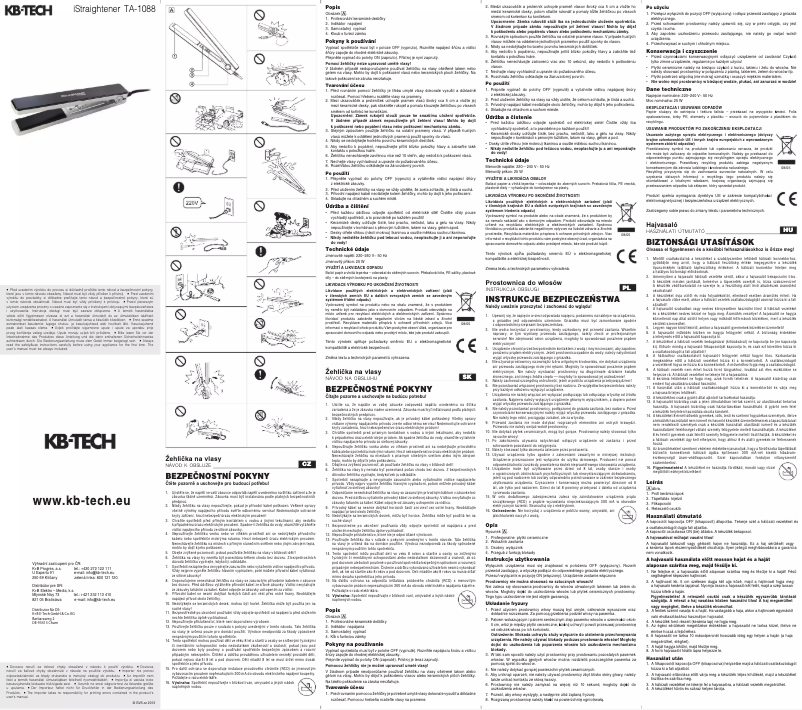 Page n°1 - Manuel utilisateur KB-TECH TA-1088