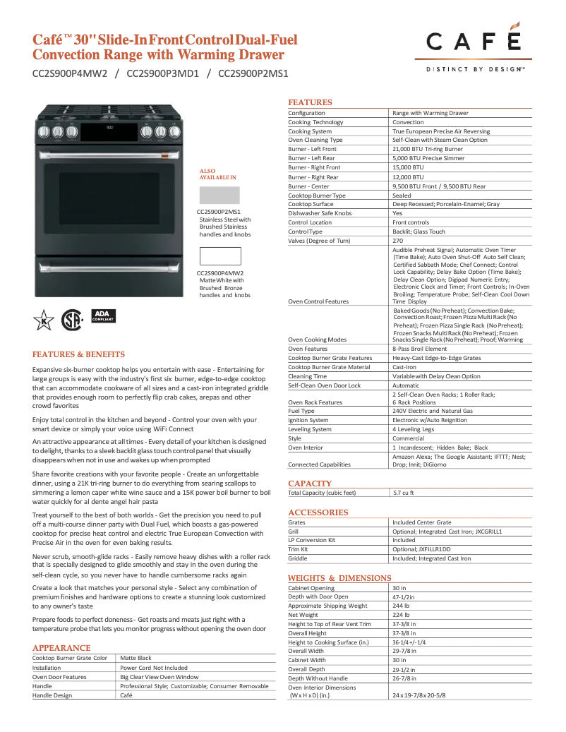 Page n°1 - Manuel utilisateur Café CC2S900P4MW2