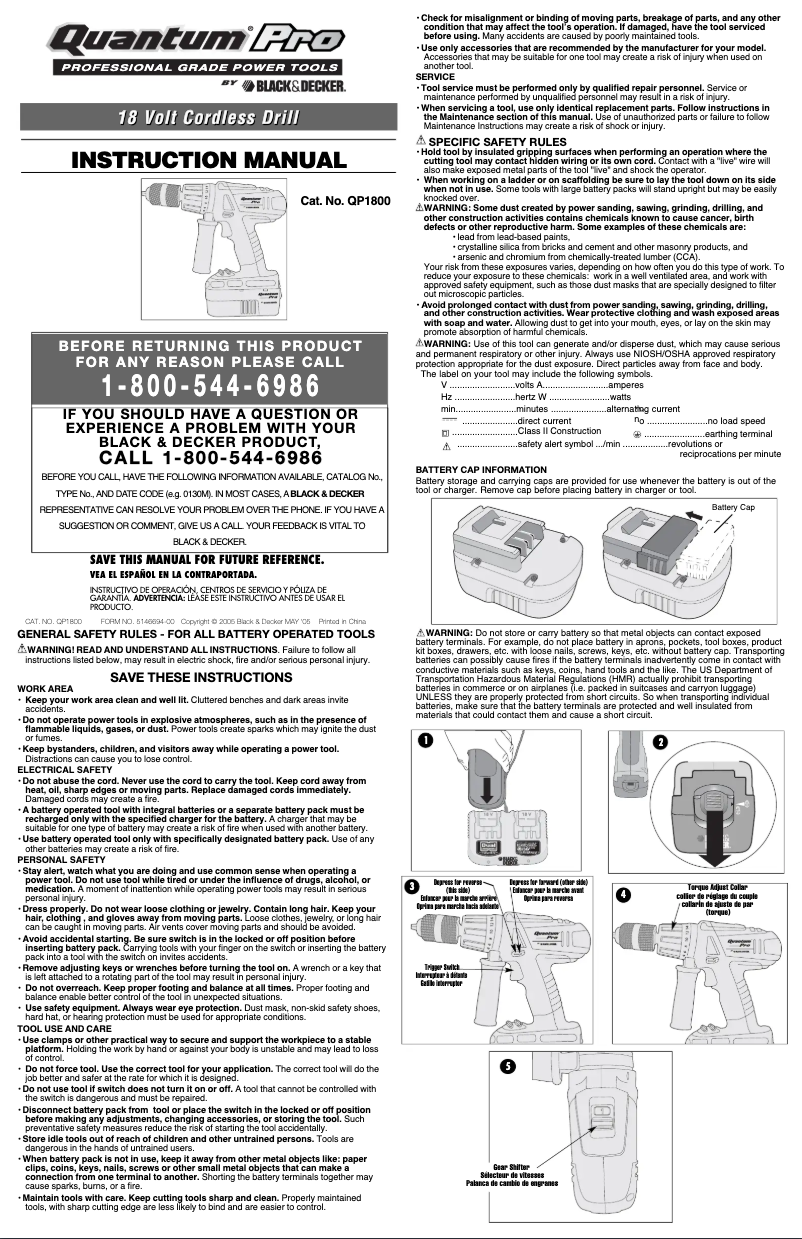Page 1 de la notice Manuel utilisateur Black & Decker QP1800