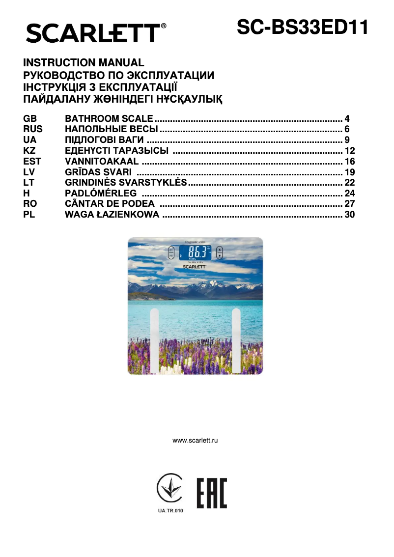 Page 1 de la notice Manuel utilisateur Scarlett SC-BS33ED11
