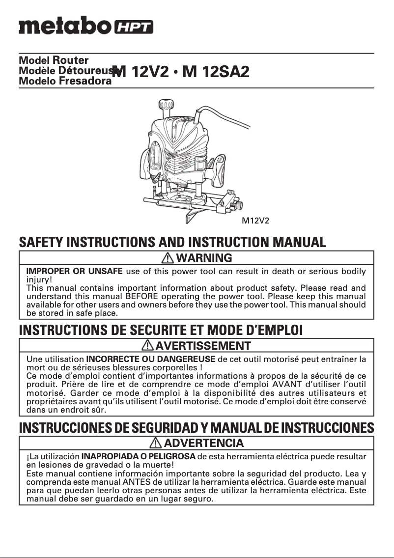 Page n°1 - Manuel utilisateur Metabo M 12V2