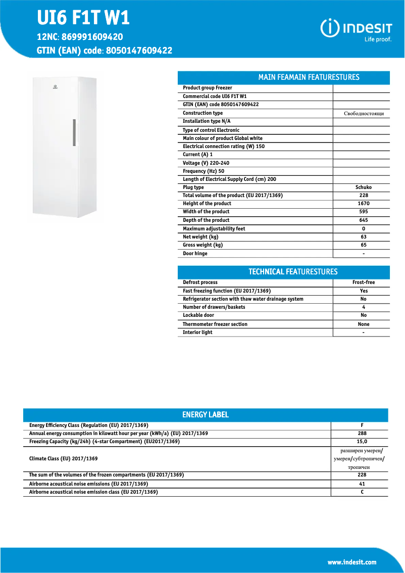 Image de la première page du manuel de l'appareil UI6 F1T W1